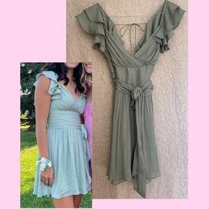 Selfie Leslie sage green mini dress